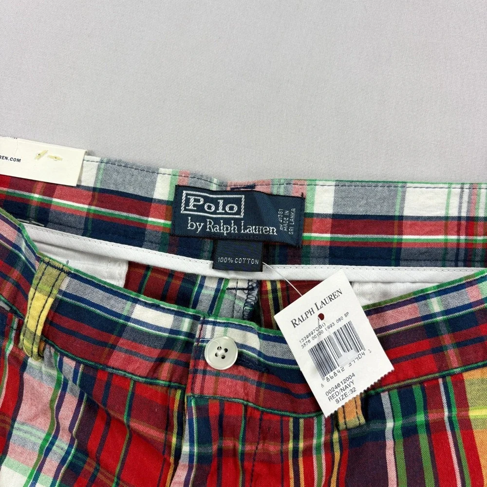 Vintage Polo Ralph Lauren Shorts Mens Size 32 Plaid Chino Multicolor Preppy 90s